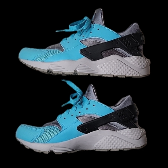 🔥 Custom Men's Nike Air Huarache Sneakers, Size 6.5, Sky Blue, Gray & Silver 🔥 - Picture 4 of 7